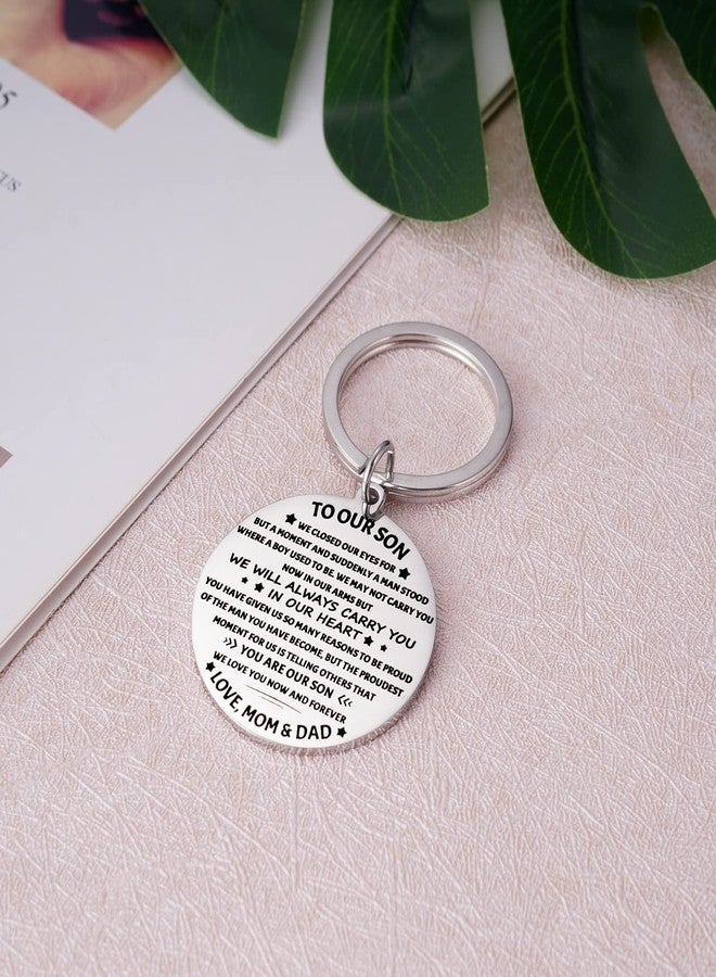 Aesnefe to Our Son Keychain Gifts from Mom and Dad, Mother to Son Father to Boys Birthday Christmas Graduation Jewelry Gift, Back to School Gift for Son from Parents - Image 3